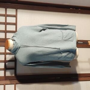 Dakini Horizontal Ribbed Blue Drawstring Turtleneck Top Sz M